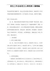 招生工作总结范文心得范例3篇精编