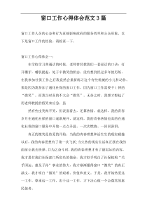 窗口工作心得体会范文3篇