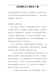 试用期转正心得报告3篇