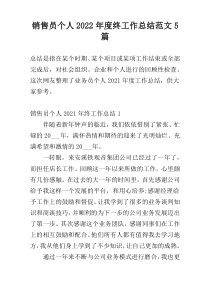 销售员个人2022年度终工作总结范文5篇
