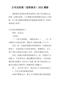 公司总经理（述职报告）2022最新