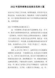 2022年度终销售总结报告范例5篇