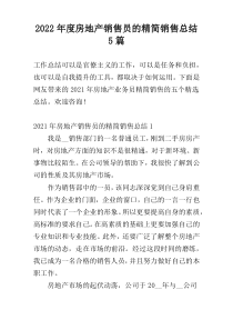 2022年度房地产销售员的精简销售总结5篇