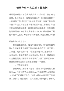 销售年终个人总结5篇范例
