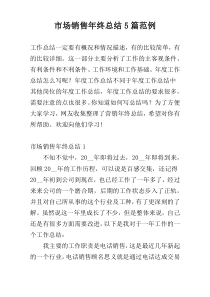 市场销售年终总结5篇范例