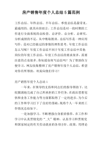 房产销售年度个人总结5篇范例