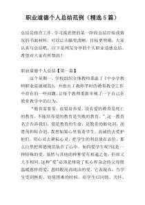 职业道德个人总结范例（精选5篇）