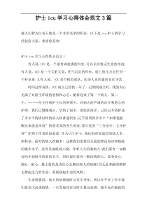 护士icu学习心得体会范文3篇
