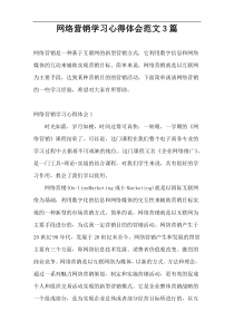 网络营销学习心得体会范文3篇