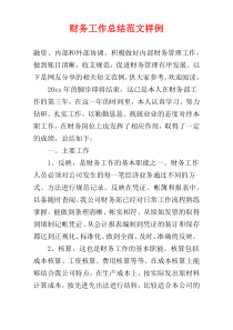 财务工作总结范文样例