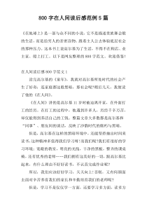 800字在人间读后感范例5篇
