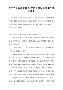 400字骆驼祥子前20章读书笔记范例【实用4篇】