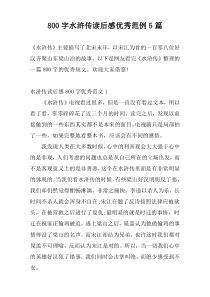 800字水浒传读后感优秀范例5篇