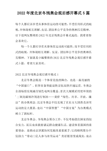 2022年度北京冬残奥会观后感开幕式5篇