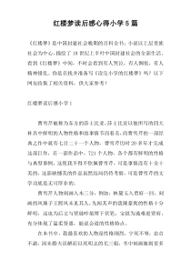 红楼梦读后感心得小学5篇