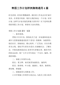 寒假工作计划样例集锦通用4篇