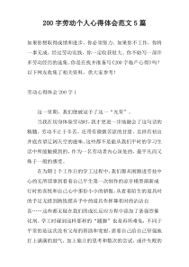 200字劳动个人心得体会范文5篇