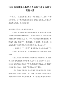 2022年度基层公务员个人年终工作总结范文范例5篇