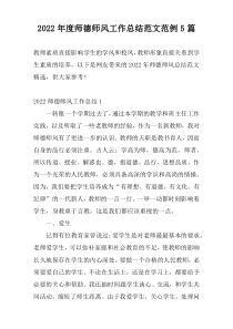 2022年度师德师风工作总结范文范例5篇