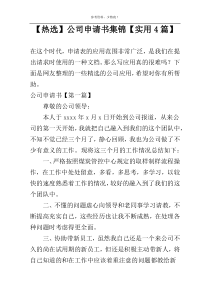 【热选】公司申请书集锦【实用4篇】