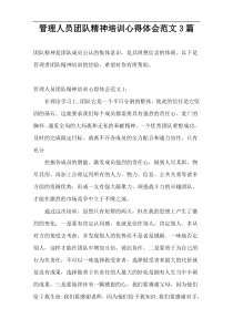 管理人员团队精神培训心得体会范文3篇