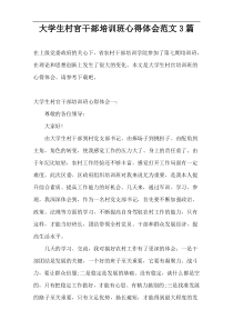 大学生村官干部培训班心得体会范文3篇