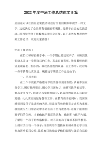 2022年度中班工作总结范文5篇