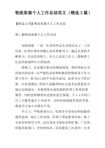物流客服个人工作总结范文（精选3篇）