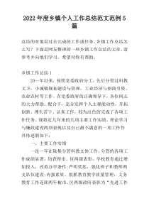 2022年度乡镇个人工作总结范文范例5篇