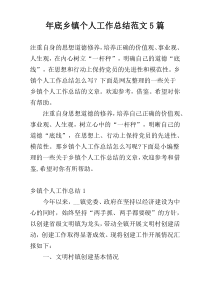 年底乡镇个人工作总结范文5篇