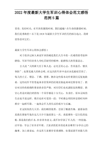 2022年度最新大学生军训心得体会范文感悟范例5篇