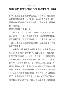 精编销售的实习报告范文整理【汇集4篇】