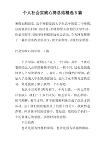个人社会实践心得总结精选5篇