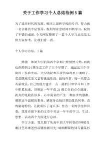 关于工作学习个人总结范例5篇