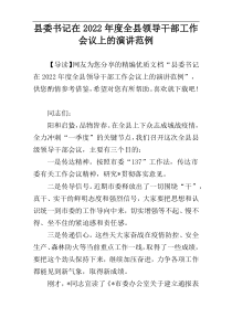 2022年度县委书记在全县领导干部工作会议上的演讲范例