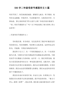 500字二年级母亲节感恩作文5篇