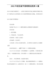2022年度圣诞节营销策划范例3篇