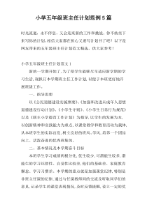 小学五年级班主任计划范例5篇