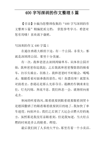 400字写深圳的作文整理5篇