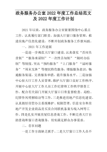 政务服务办公室2022年度工作总结范文及2022年度工作计划