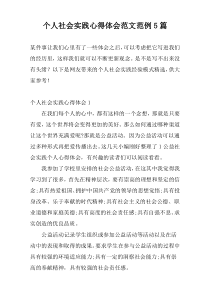 个人社会实践心得体会范文范例5篇