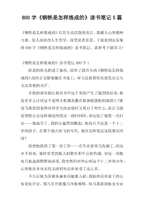 [800字]《钢铁是怎样炼成的》读书笔记5篇