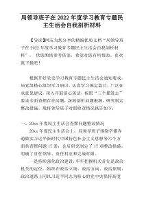 2022年度局领导班子在学习教育专题民主生活会自我剖析材料