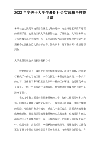 2022年度大学生暑期社会实践报告样例5篇