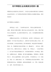 初中寒假社会实践报告范例5篇