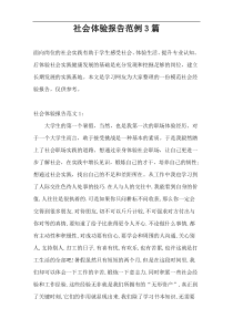 社会体验报告范例3篇