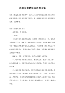 班组长竞聘报告范例3篇