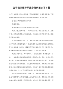 公司设计师辞职报告范例怎么写5篇