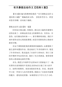 有关暑假总结作文【范例5篇】