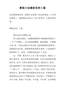 暑假小结最新范例5篇